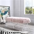 Posh Living Brayden Faux Fur Fabric Upholstered Bench with Acrylic X-Legs Pink