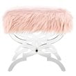 Posh Living Brayden Faux Fur Fabric Upholstered Bench with Acrylic X-Legs Pink