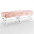 Posh Living Brayden Faux Fur Fabric Upholstered Bench with Acrylic X-Legs Pink