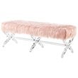 Posh Living Brayden Faux Fur Fabric Upholstered Bench with Acrylic X-Legs Pink