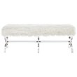 Posh Living Brayden Faux Fur Fabric Upholstered Bench with Acrylic X-Legs Cream