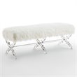 Posh Living Brayden Faux Fur Fabric Upholstered Bench with Acrylic X-Legs Cream