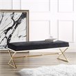 Posh Living Colin Velvet Upholstered Bench with Stainless Steel Legs Black/Gold