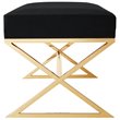 Posh Living Colin Velvet Upholstered Bench with Stainless Steel Legs Black/Gold
