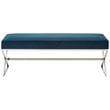 Posh Living Colin Velvet Upholstered Bench with Stainless Steel Legs Blue/Chrome