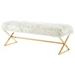 Posh Colin Fur Fabric Upholstered Bench with Stainless Steel Legs - White/Gold