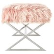 Posh Colin Fur Fabric Upholstered Bench with Stainless Steel Legs - Pink/Chrome