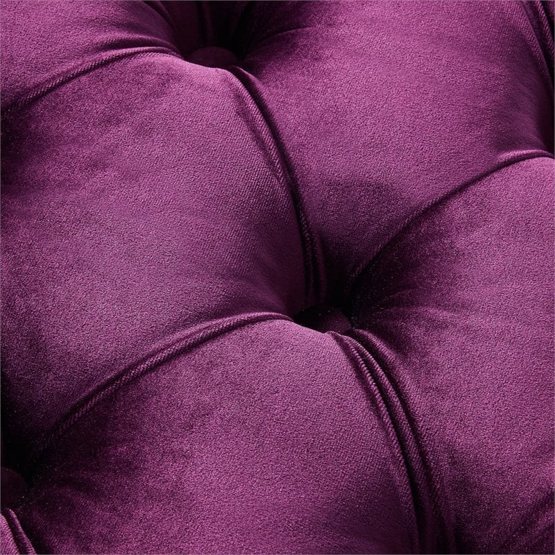 Posh Living Joshua Velvet Square Storage Ottoman with Lucite Legs in Purple