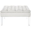 Posh Luke Tufted Faux Leather Oversized Ottoman with Acrylic Legs in White