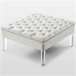 Posh Luke Tufted Faux Leather Oversized Ottoman with Acrylic Legs in White