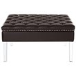 Posh Luke Tufted Faux Leather Oversized Ottoman with Acrylic Legs in Espresso