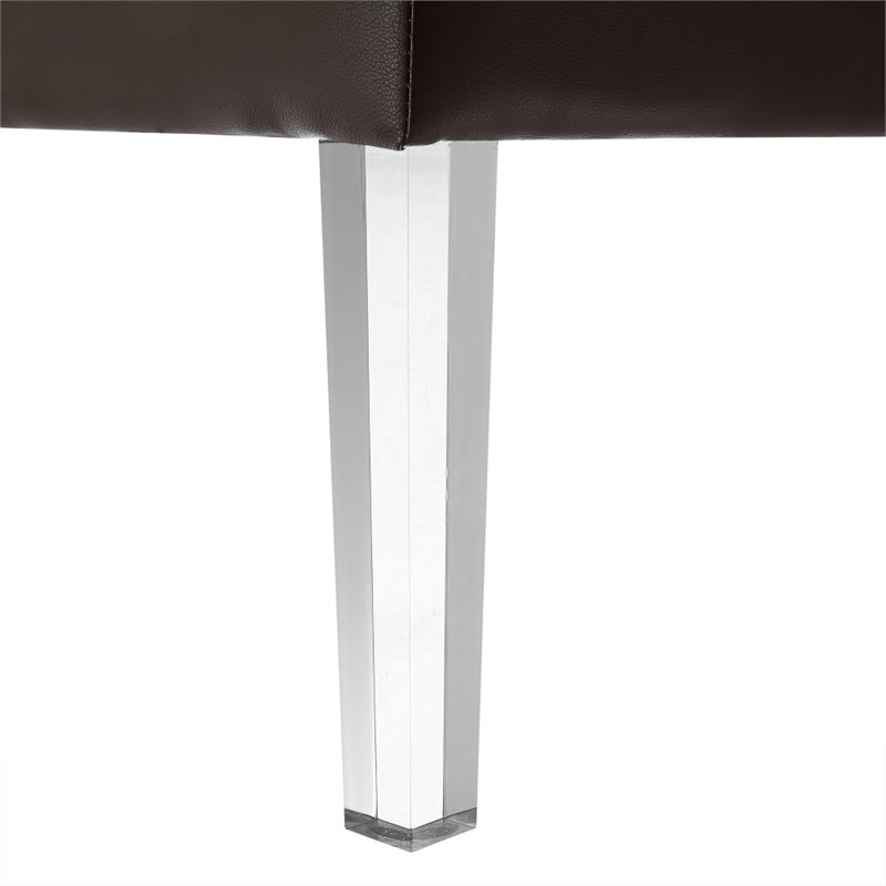 Posh Luke Tufted Faux Leather Oversized Ottoman with Acrylic Legs in Espresso