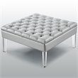 Posh Luke Tufted Faux Leather Oversized Ottoman with Acrylic Legs in Silver