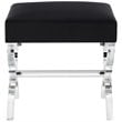 Posh Living Brayden Velvet Upholstered Ottoman with Acrylic X-Legs in Black