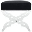 Posh Living Brayden Velvet Upholstered Ottoman with Acrylic X-Legs in Black