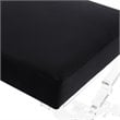 Posh Living Brayden Velvet Upholstered Ottoman with Acrylic X-Legs in Black