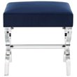Posh Living Brayden Velvet Upholstered Ottoman with Acrylic X-Legs in Navy