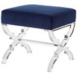 Posh Living Brayden Velvet Upholstered Ottoman with Acrylic X-Legs in Navy