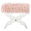 Posh Living Brayden Modern Faux Fur Fabric Ottoman with Acrylic X-Legs in Rose