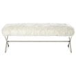 Posh Colin Fur Fabric Upholstered Bench with Stainless Steel Legs - White/Chrome