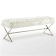 Posh Colin Fur Fabric Upholstered Bench with Stainless Steel Legs - White/Chrome