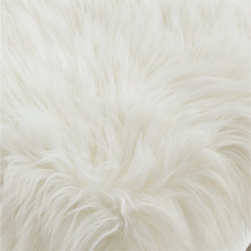 Posh Colin Fur Fabric Upholstered Bench with Stainless Steel Legs - White/Chrome