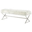 Posh Colin Fur Fabric Upholstered Bench with Stainless Steel Legs - White/Chrome