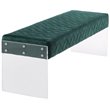 Posh Living Asher Velvet Upholstered Bench with Clear Acrylic Sides in Green