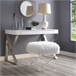 Posh Living Brayden Modern Faux Fur Fabric Ottoman with Acrylic X-Legs in Cream