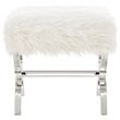 Posh Living Brayden Modern Faux Fur Fabric Ottoman with Acrylic X-Legs in Cream