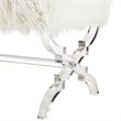 Posh Living Brayden Modern Faux Fur Fabric Ottoman with Acrylic X-Legs in Cream