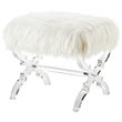 Posh Living Brayden Modern Faux Fur Fabric Ottoman with Acrylic X-Legs in Cream