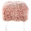 Posh Living Charlie Modern Faux Fur Fabric Ottoman with Acrylic Legs in Pink