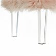 Posh Living Charlie Modern Faux Fur Fabric Ottoman with Acrylic Legs in Pink
