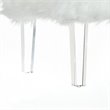 Posh Living Charlie Modern Faux Fur Fabric Ottoman with Acrylic Legs in White