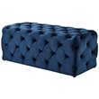 Posh Living Brice Modern Button-Tufted Velvet Bench in Navy Blue