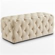 Posh Living Brice Modern Button-Tufted Linen Fabric Bench in Beige