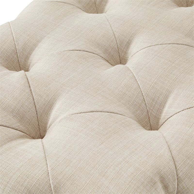 Posh Living Brice Modern Button-Tufted Linen Fabric Bench in Beige