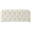 Posh Living Brice Modern Button-Tufted Linen Fabric Bench in Cream/White