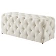 Posh Living Brice Modern Button-Tufted Linen Fabric Bench in Cream/White