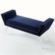 Posh Living Katherine Velvet Upholstered Bench with Acrylic Legs in Navy Blue