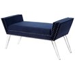 Posh Living Katherine Velvet Upholstered Bench with Acrylic Legs in Navy Blue