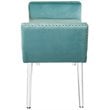 Posh Living Katherine Velvet Upholstered Bench with Acrylic Legs in Slate Blue