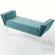 Posh Living Katherine Velvet Upholstered Bench with Acrylic Legs in Slate Blue