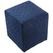 Posh Living Micah Modern Quilted Velvet Upholstered Cube Ottoman in Blue