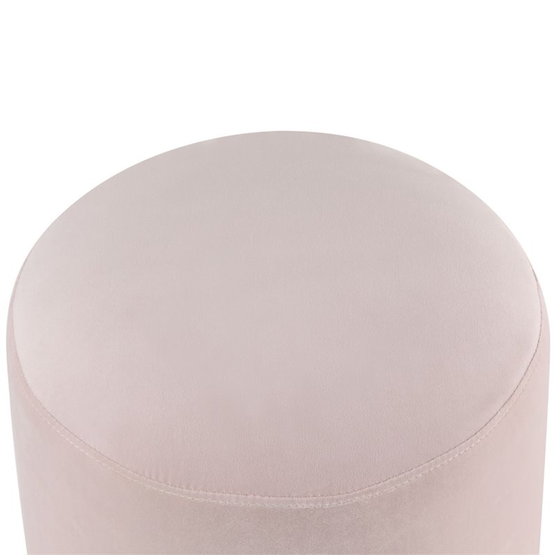 Posh Living Jason Velvet Round Ottoman with Metal Base in Blush Pink/Chrome