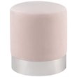 Posh Living Jason Velvet Round Ottoman with Metal Base in Blush Pink/Chrome