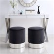 Posh Living Jason Velvet Round Ottoman with Metal Base in Black/Chrome