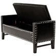Posh Living Genesis Faux Leather Storage Bench with Nailhead Trim in Espresso