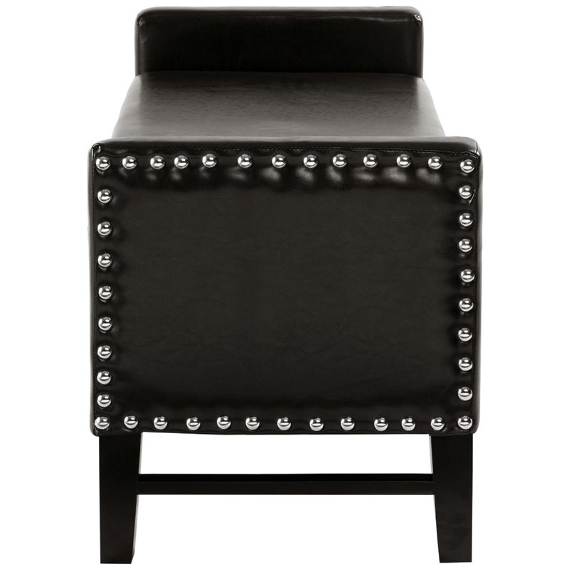 Posh Living Genesis Faux Leather Storage Bench with Nailhead Trim in Espresso